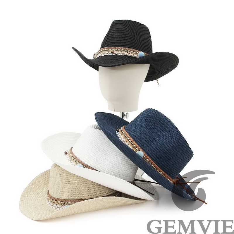 Cowboy Hat Straw - GEMVIE Chapeau de paille rétro 4